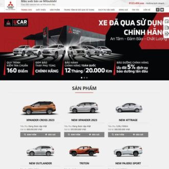 Giao diện theme WordPress Mitsubishi chuyên nghiệp, tối ưu cho showroom và đại lý ô tô.